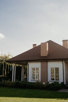Charming modern bungalow with a spacious front yard, ideal for serene living.