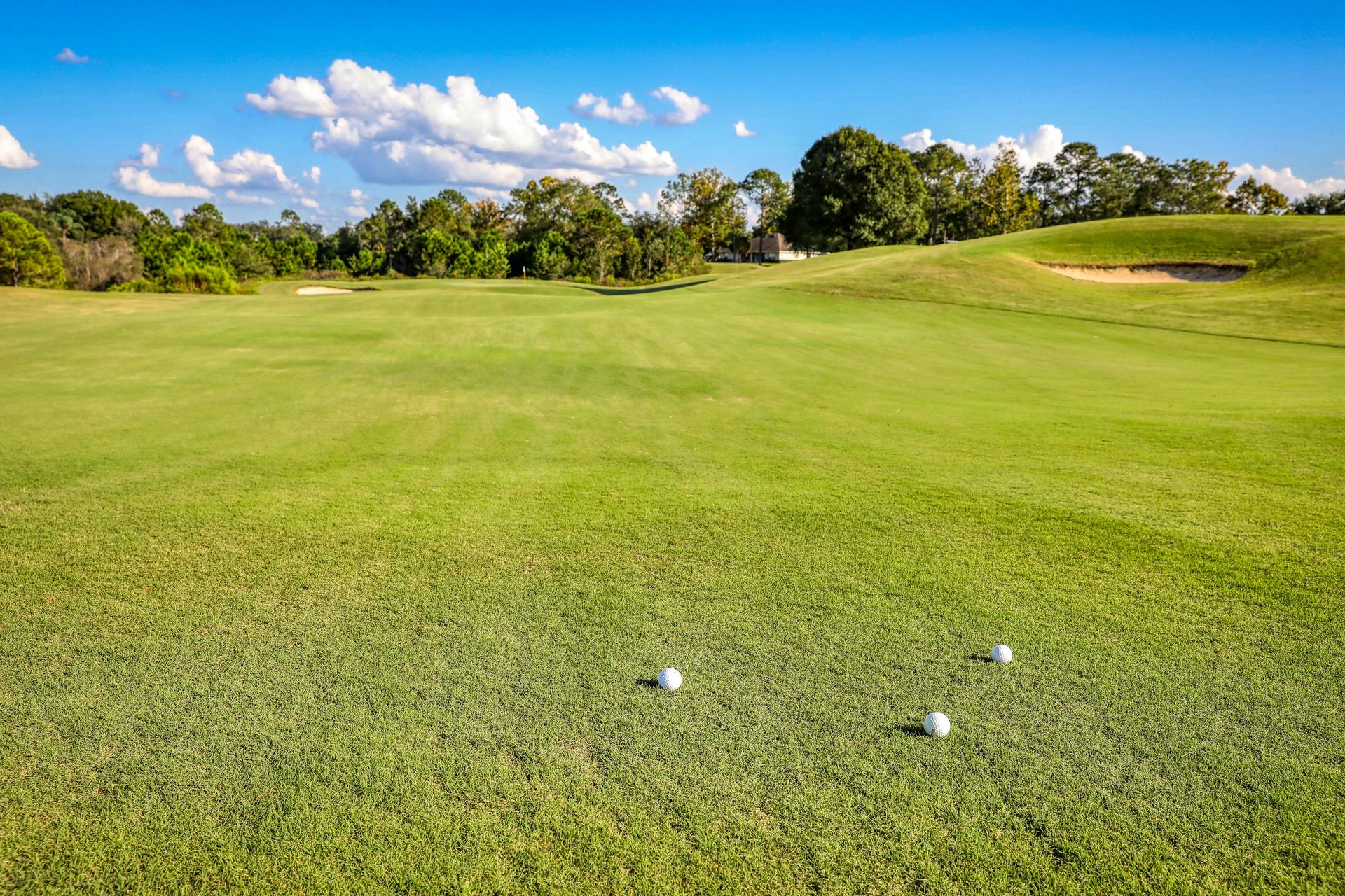 Le fairway verdoyant d'un parcours de golf en plein jour