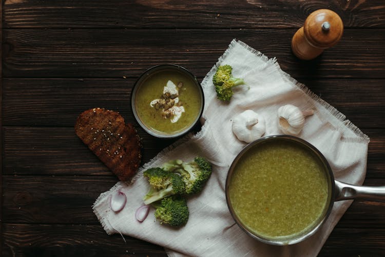 Organic Broccoli Soup And Ingredients