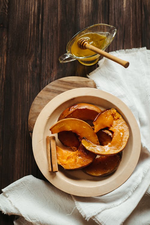 Baked Pumpkin with Honey Syrup on Top 
