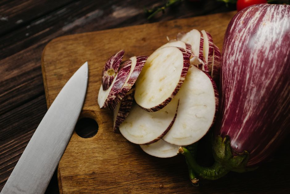 steamed eggplant sliced