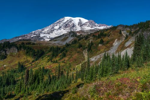 Free Capture the stunning landscape and snow-capped Mount Rainier from Ashford, WA. Stock Photo