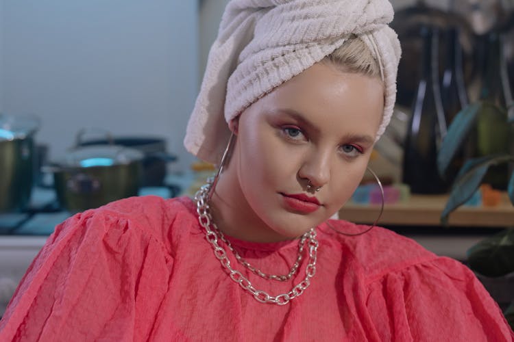 Woman In Pink Shirt Wearing Silver Chain Necklaces