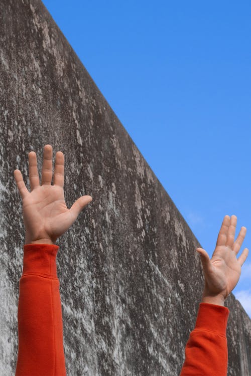 Person in Orange Long Sleeves Raising Hands 