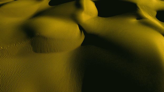 新疆沙漠中，迷人的沙丘鸟瞰图创造出波纹图案