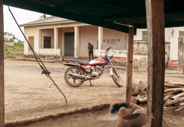 Parked Motorcycle With Dirt