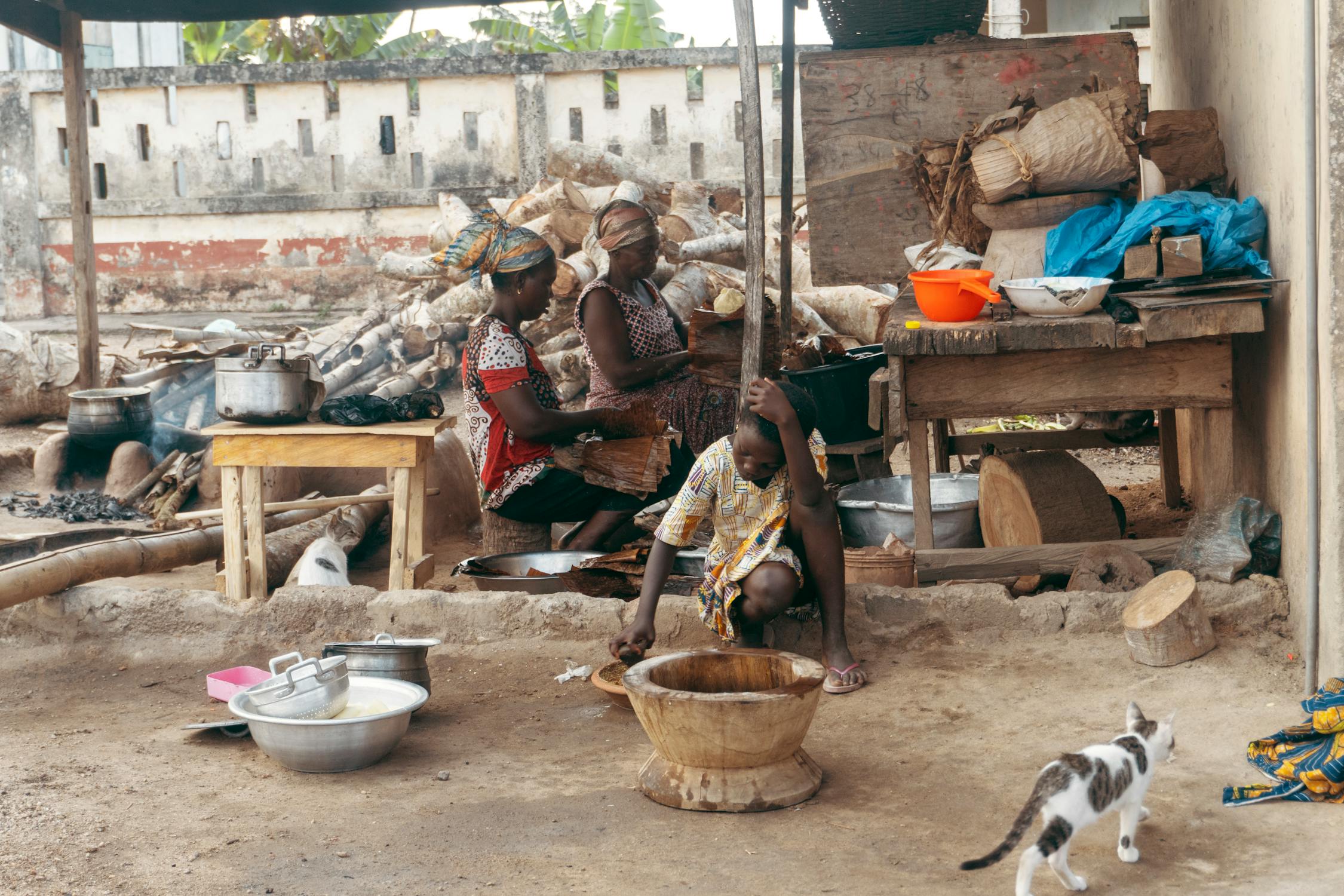 Women Working in Outdoor Kitchen
