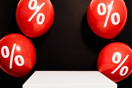 Free Red Balloons with Percent Sign Stock Photo