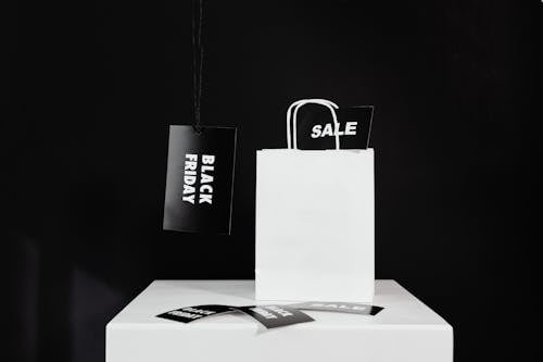 Black Friday Tags and a White Paperbag