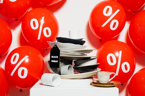 Free Red Balloons for Black Friday Stock Photo