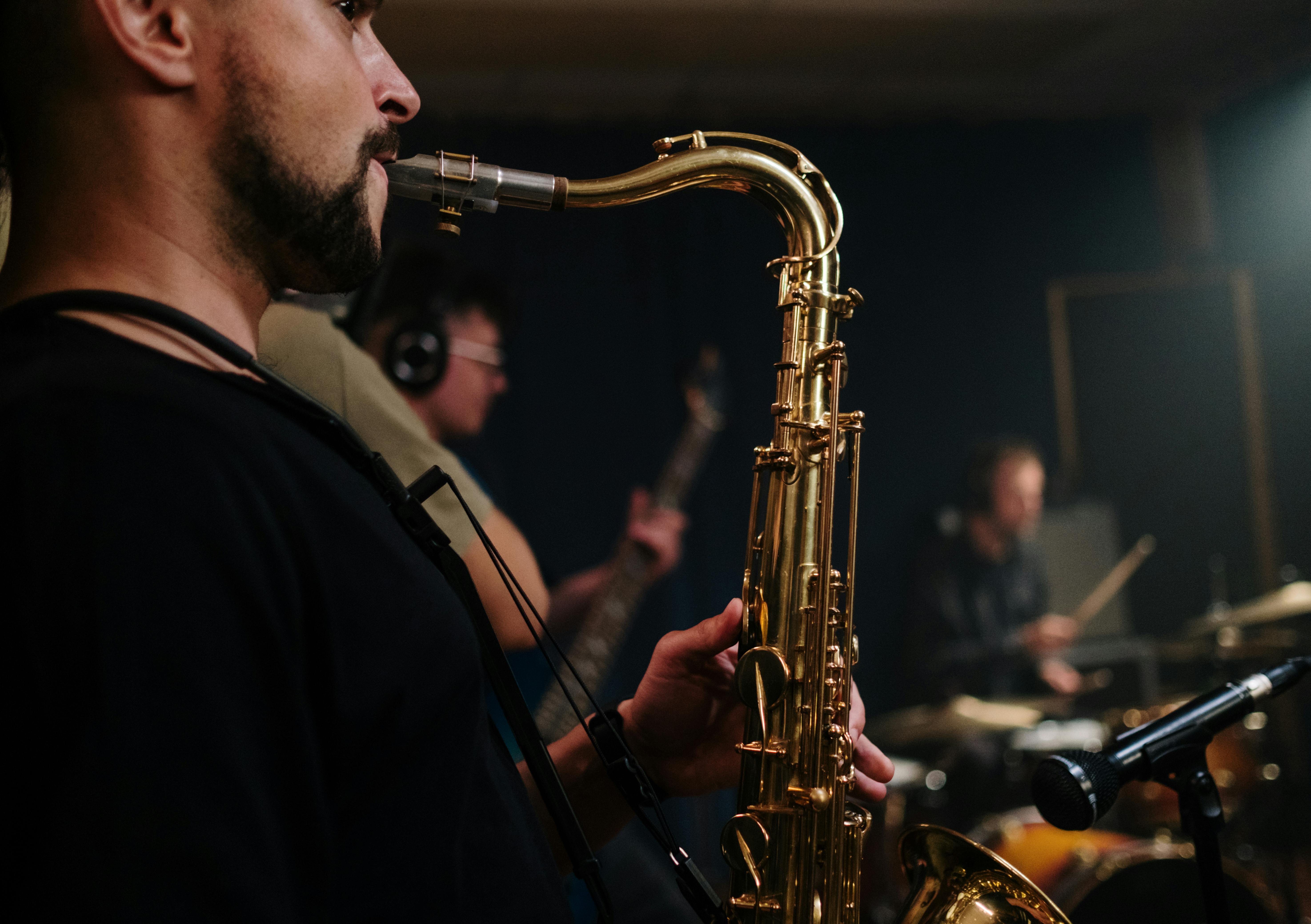 Free Man Playing Saxophone Stock Photo