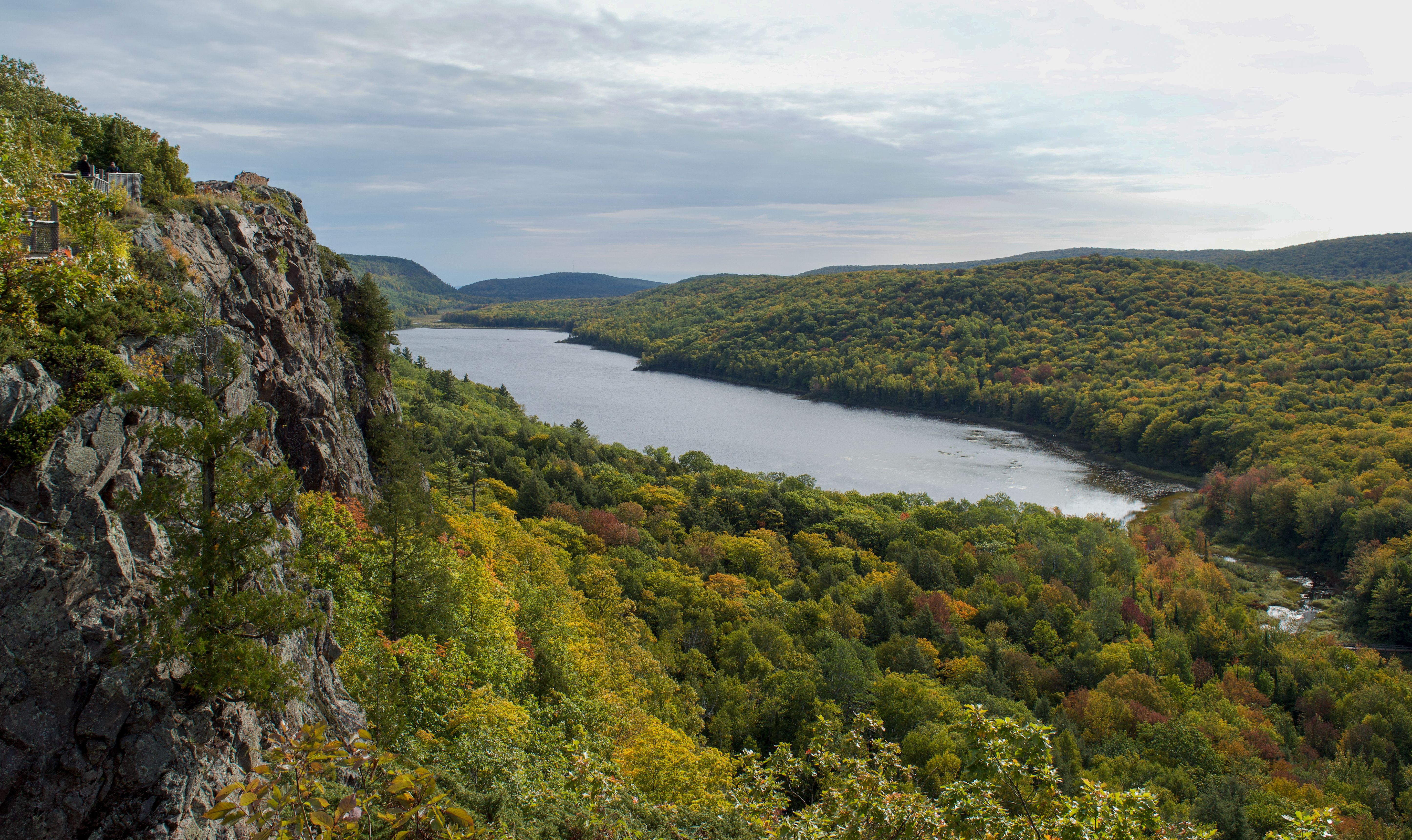 Fall color over the Porcupine Mountains wilderness
