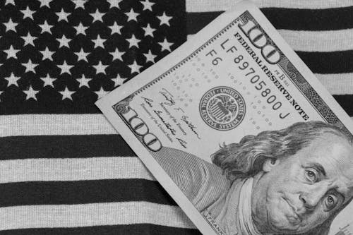 Black and White Photo of a Dollar Bill