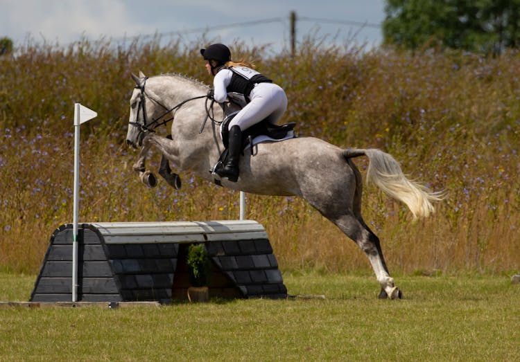 A Female Equestrian Competing In An Event