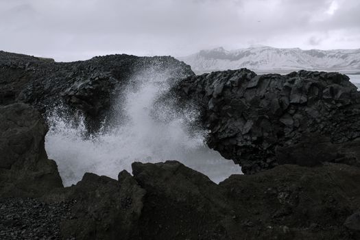 Sea Waves Crushing on Rocky Shore