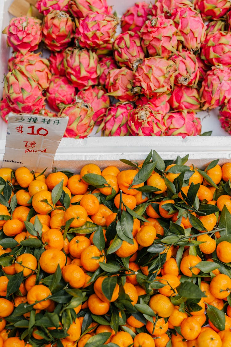 Dragon Fruits And Mandarins For Sale