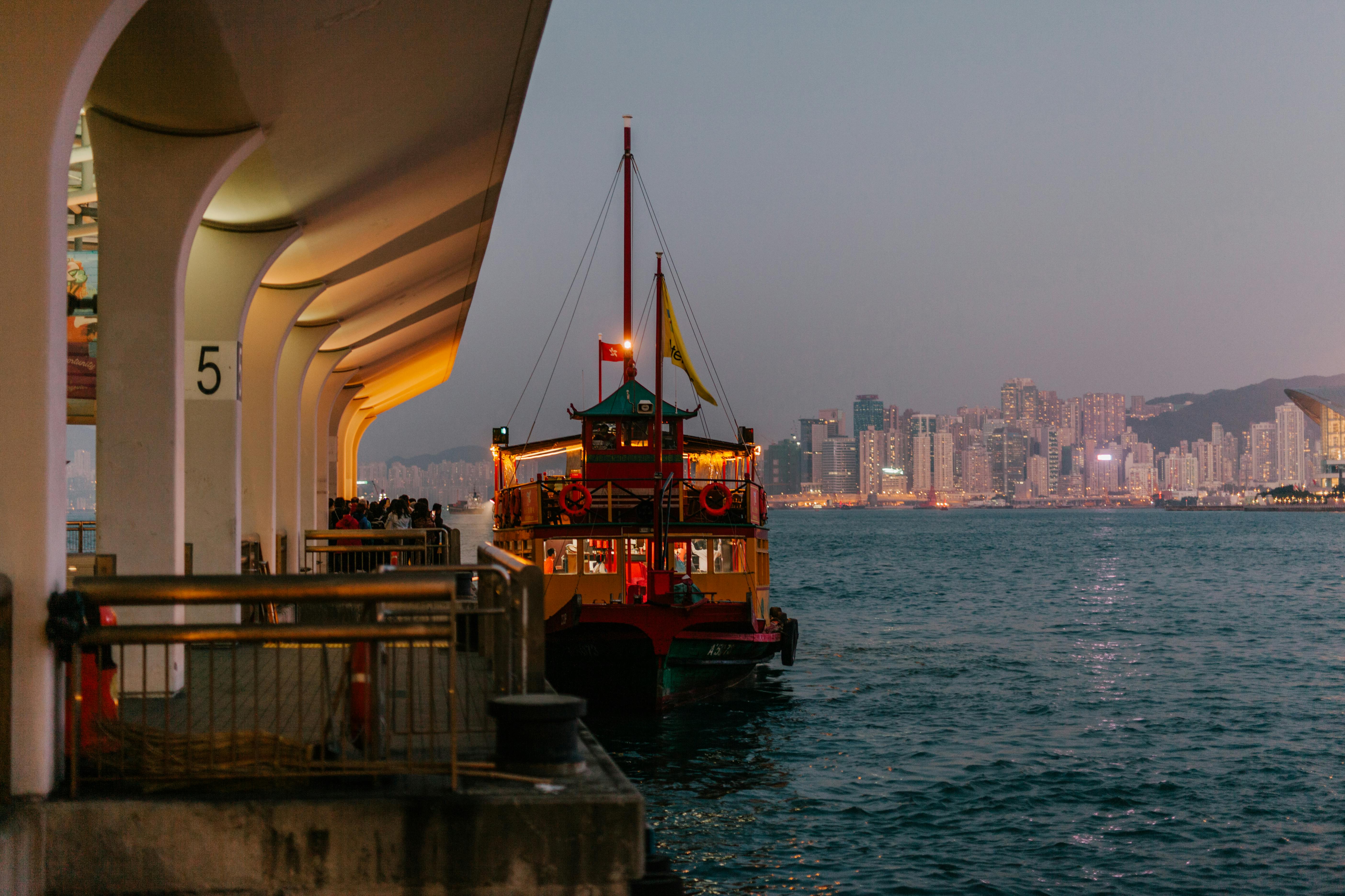 ship moored in hong kong