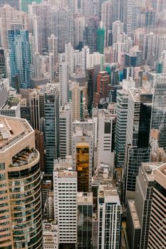 香港城市中部的密集摩天大楼景观鸟瞰图