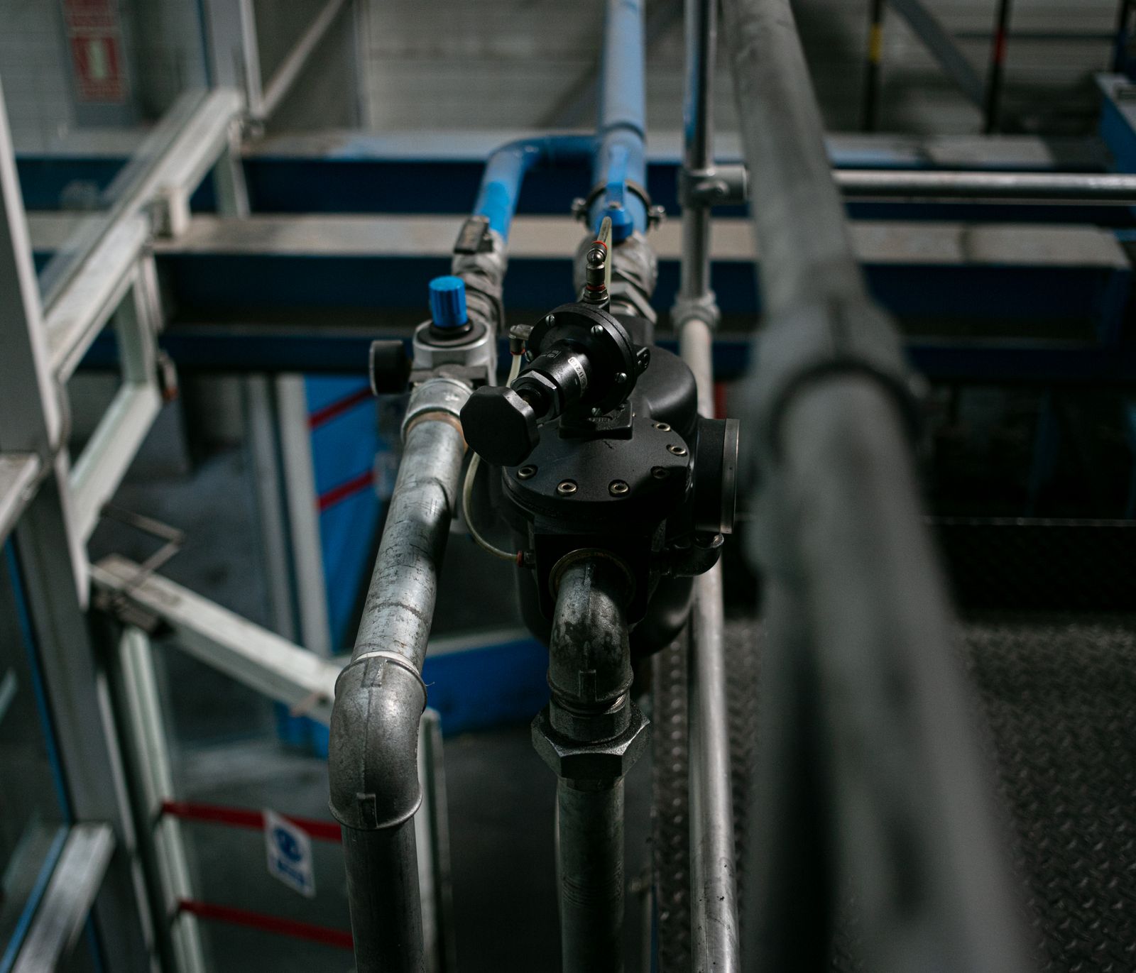 Commercial metallic pipework and valves during maintenance