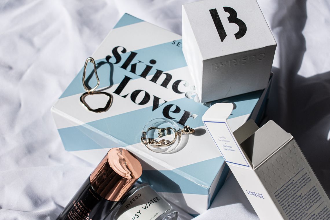 Premium cosmetic products arranged inside a presentation box