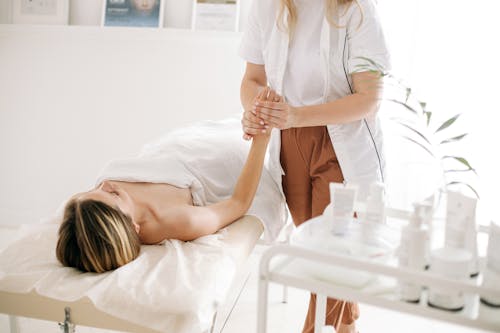 Woman Lying on a Massage Table