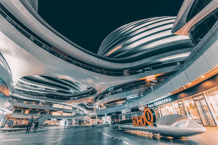 People Walking Near Galaxy Soho Building