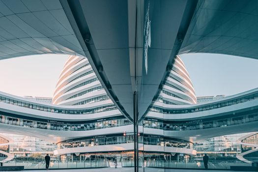Elegant reflection of futuristic design at Galaxy Soho in Beijing, China.