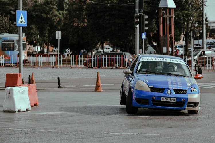 Small Rally Car Driving In City