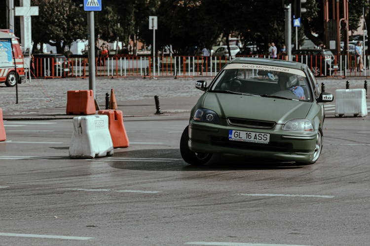 Drifting Race Car On Street