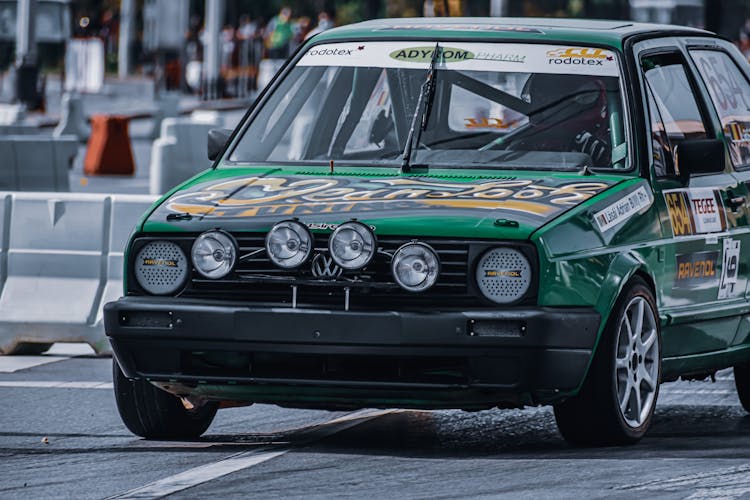 Old Car Riding On Autodrome