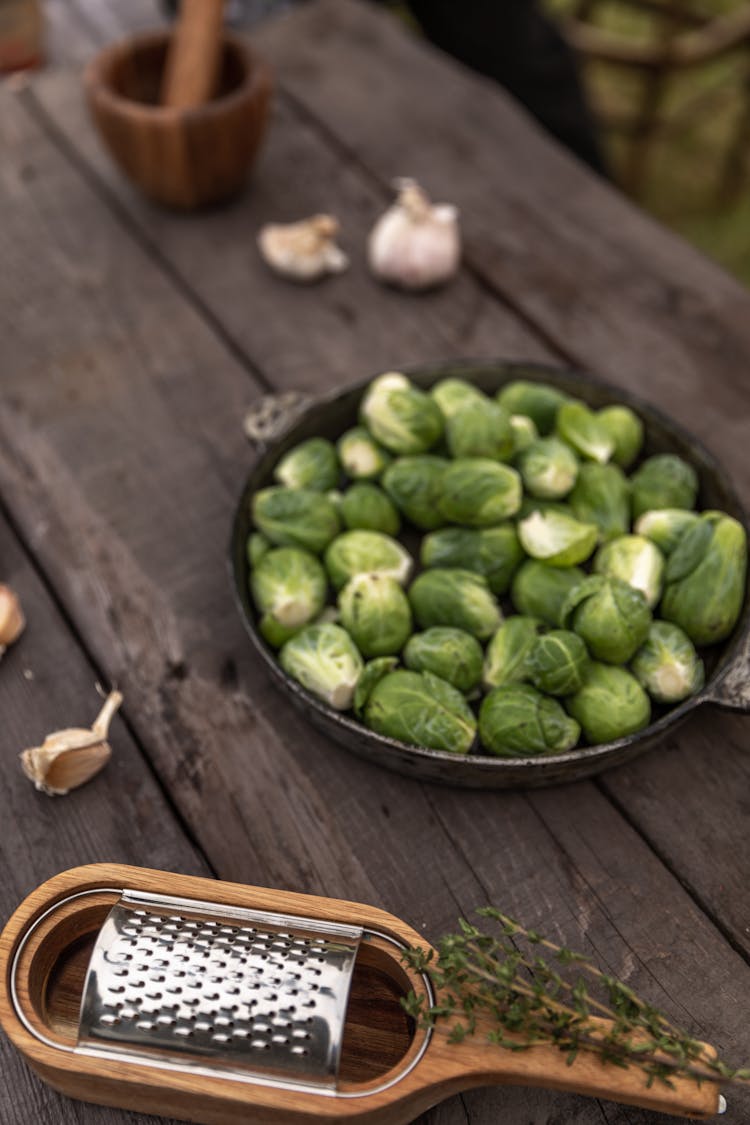  Brussels Sprouts On Round Bowl