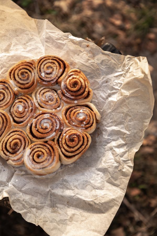 Homemade cinnamon rolls on parchment paper — photo by Katrin Bolovtsova on Pexels