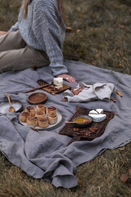 Free Foods over a Picnic Blanket Stock Photo