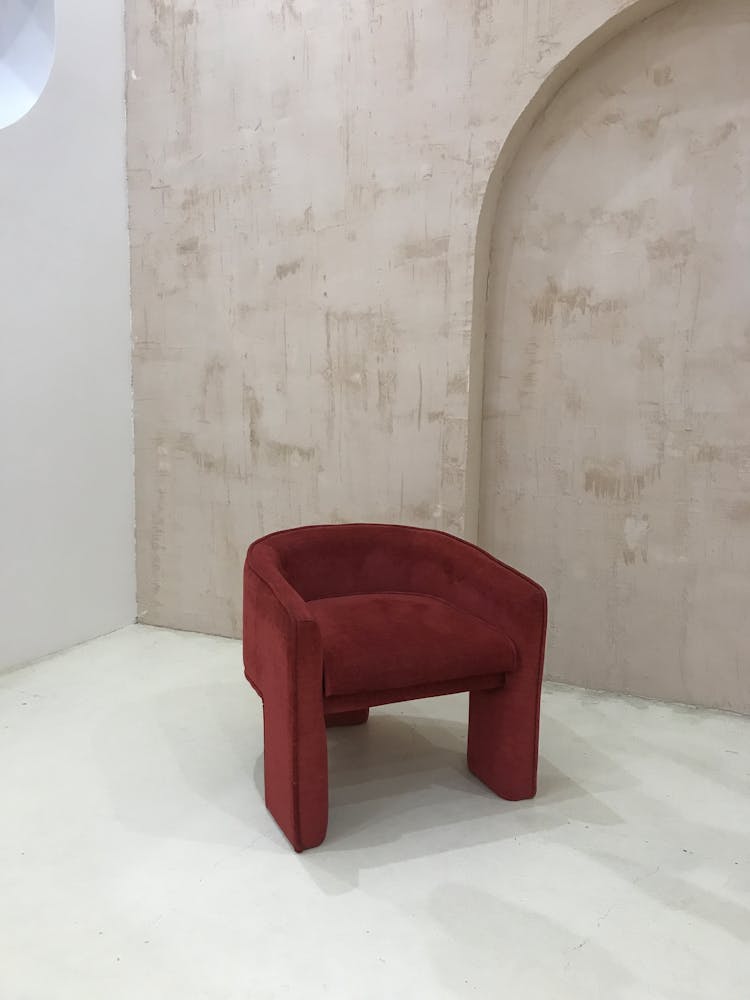 Red Small Chair On White Floor 