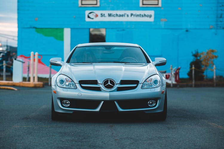 Luxury Sports Car Parked On Street In Industrial Area