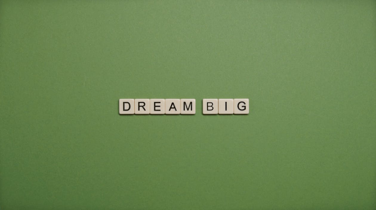Dream Big Text On Green Background