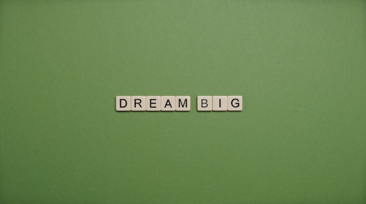 Dream Big Text On Green Background