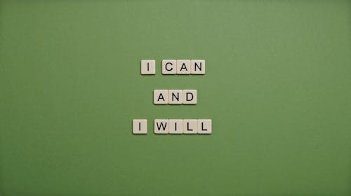 Free I Can and I Will Text On Green Background Stock Photo