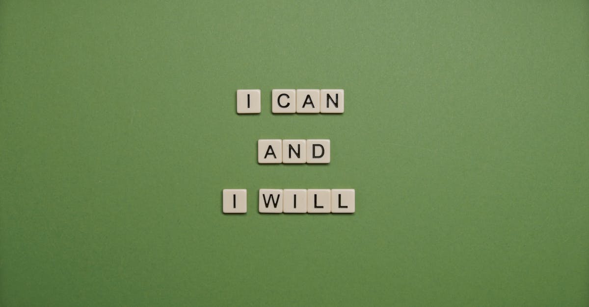 Inspirational message 'I Can and I Will' spelled with tile letters on a green background.