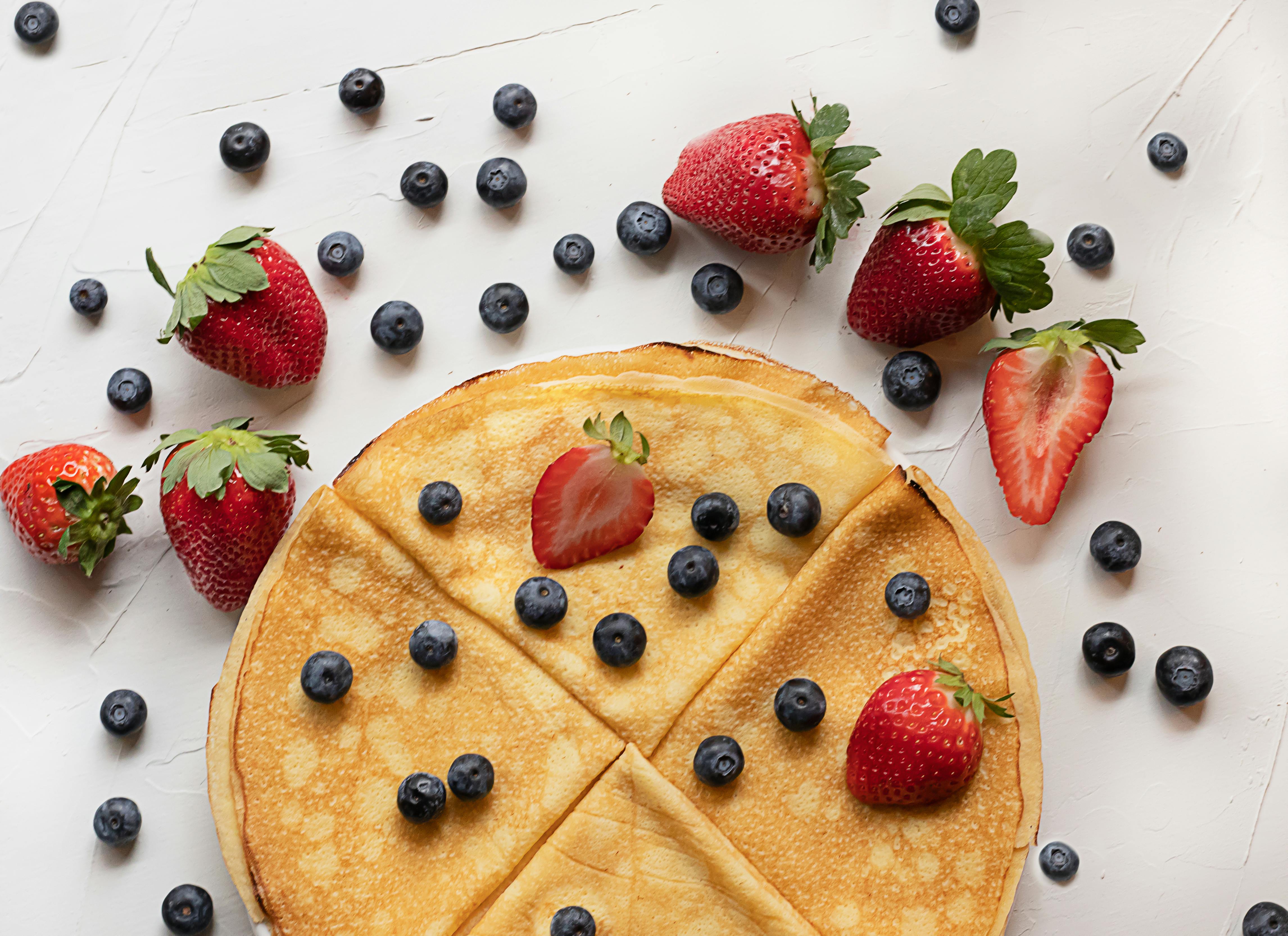 Pancakes with Strawberries and Blueberries · Free Stock Photo