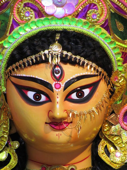 Close-up Photo of a Hindu God 