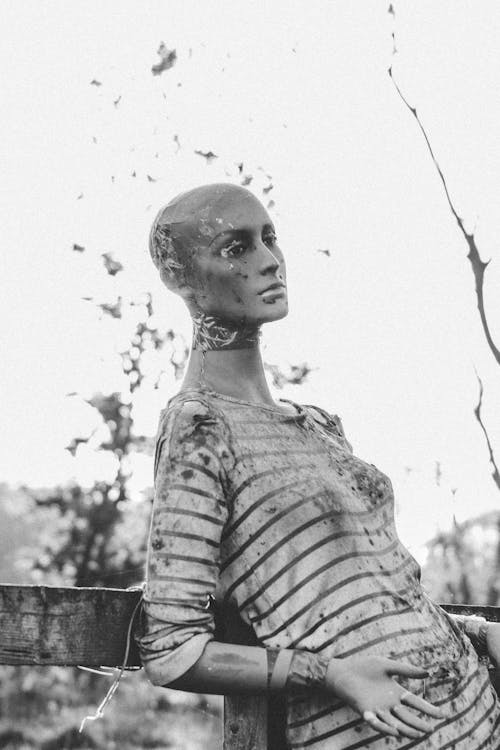 Free Grayscale Photo of a Worn Out Mannequin  Stock Photo