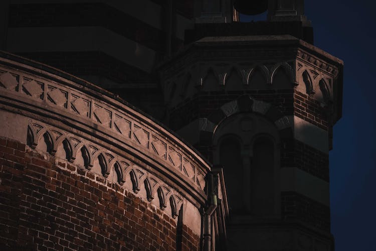 Old Stone Building Exterior In Night City