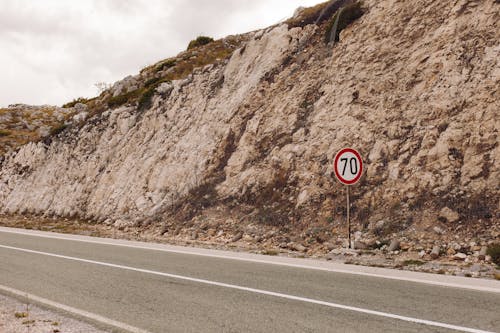Rock Formation beside an Empty Road 