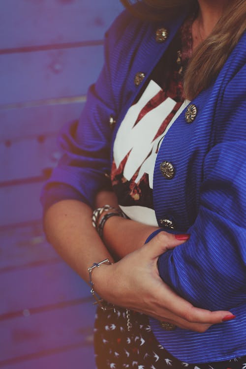 Blue jacket & jewellery