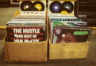 Boxes of Vinyl Records on the Floor