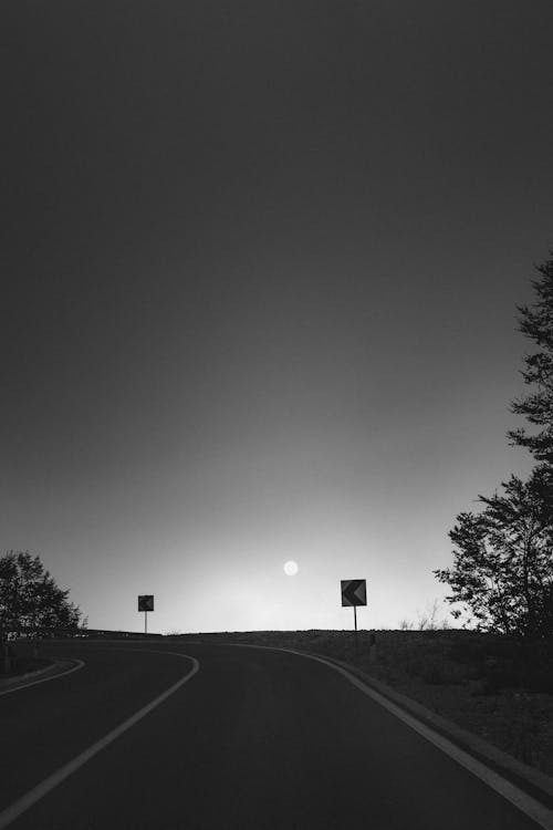 Free Grayscale Photo of Road on a Countryside  Stock Photo