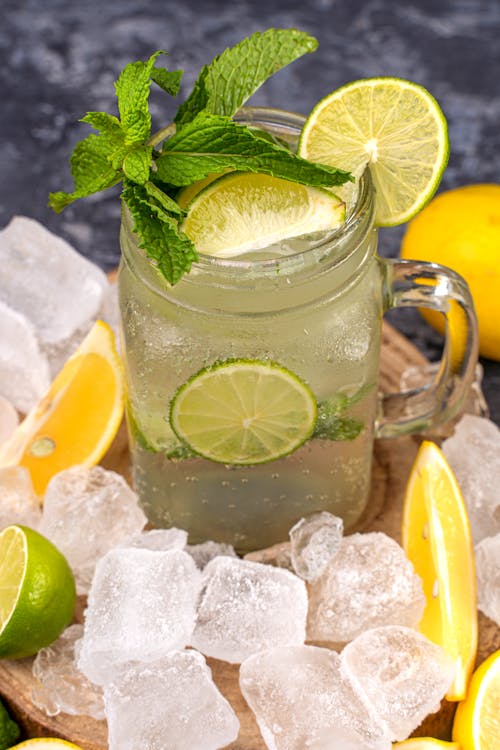 Free Close-up Photo of Mint and Lime Cold Drink  Stock Photo