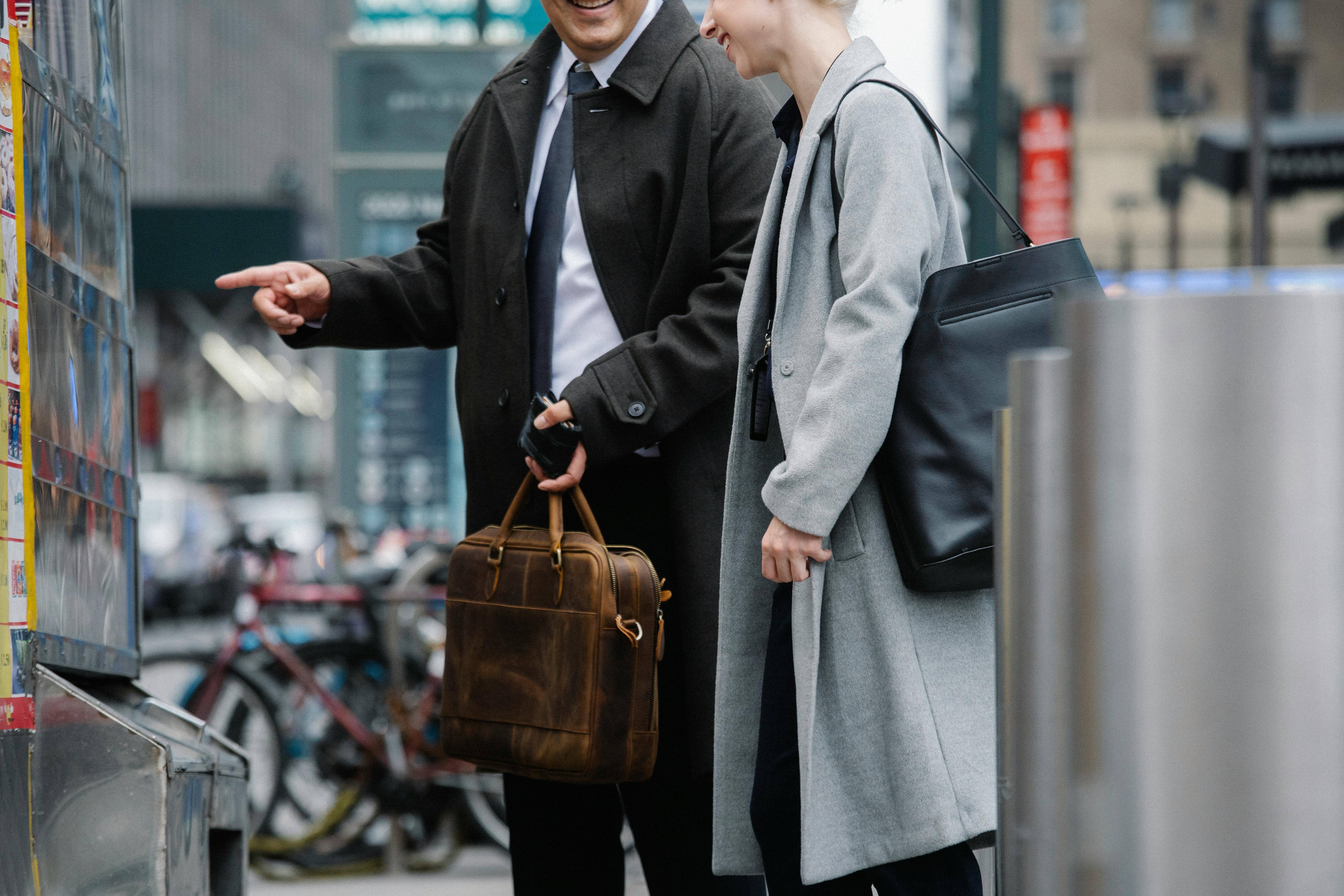 crop coworkers buying lunch in food truck