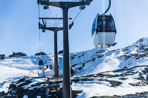 Two Persons Riding Cable Car